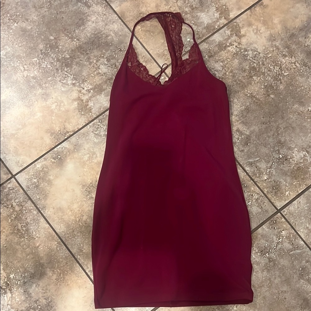 Express Burgundy Lace Mini Dress
